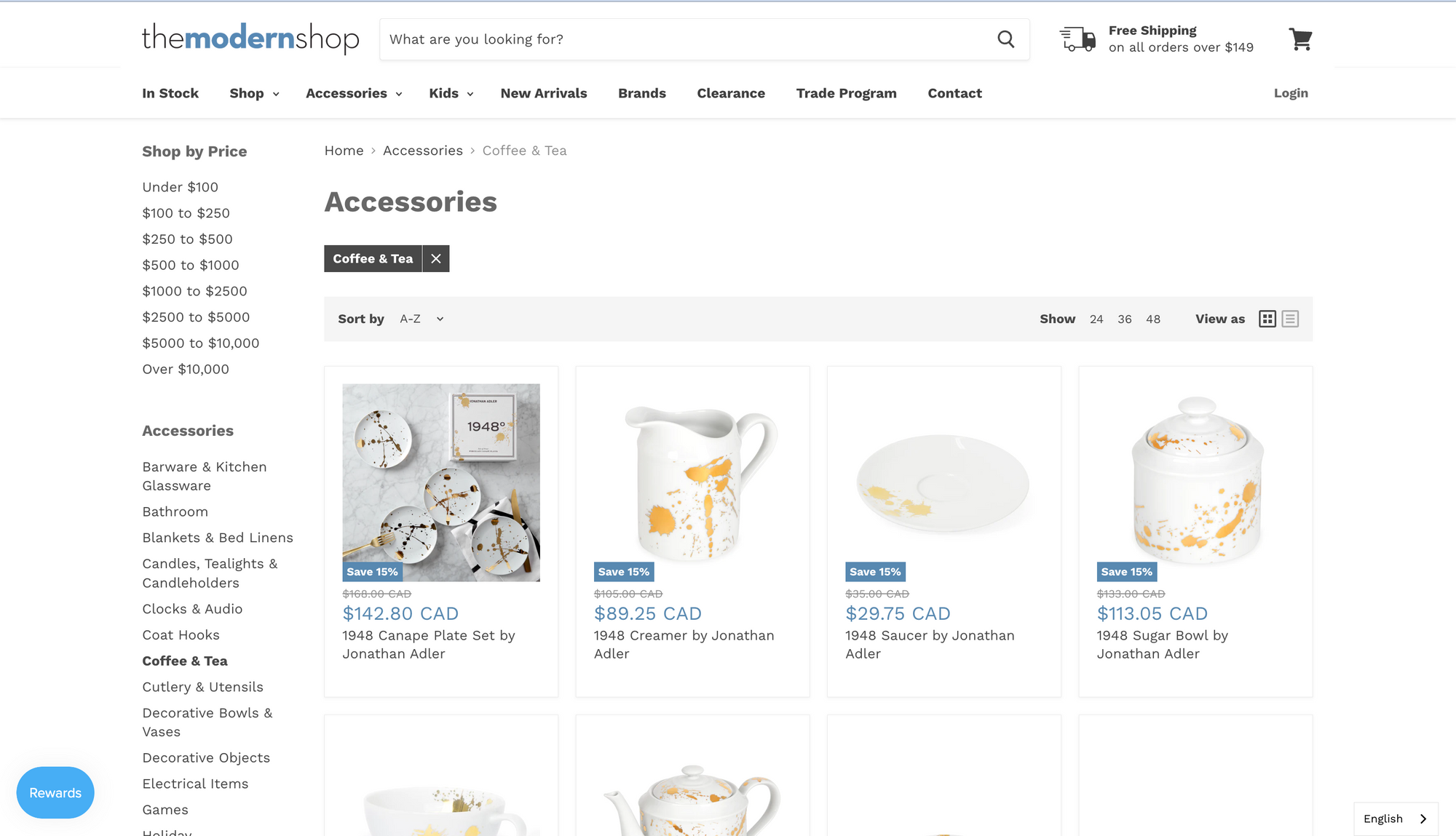 An example of a Shopify store that uses breadcrumbs to make customers aware of where they are when navigating through collections and subcollections